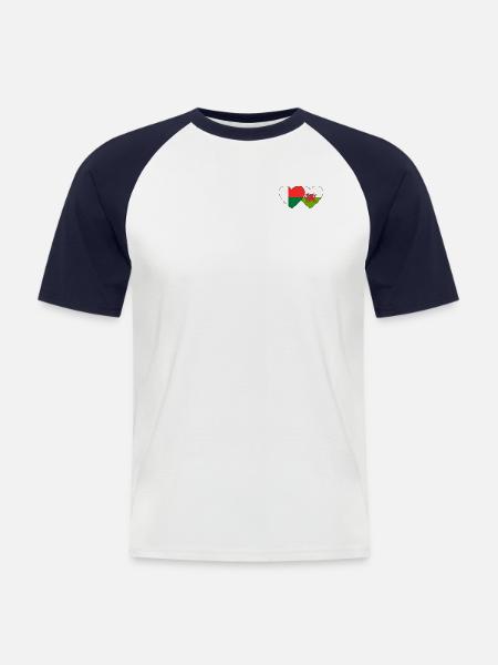 Madagascar Wales Flag Heart - Men's Baseball T-Shirt - white/navy