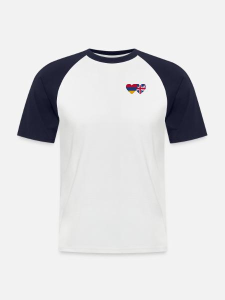 Armenia England Flag Heart - Men's Baseball T-Shirt - white/navy
