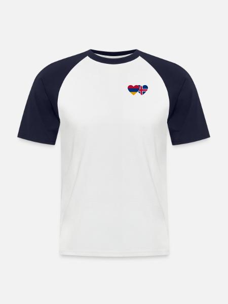 Armenia Iceland Flag Heart - Men's Baseball T-Shirt - white/navy