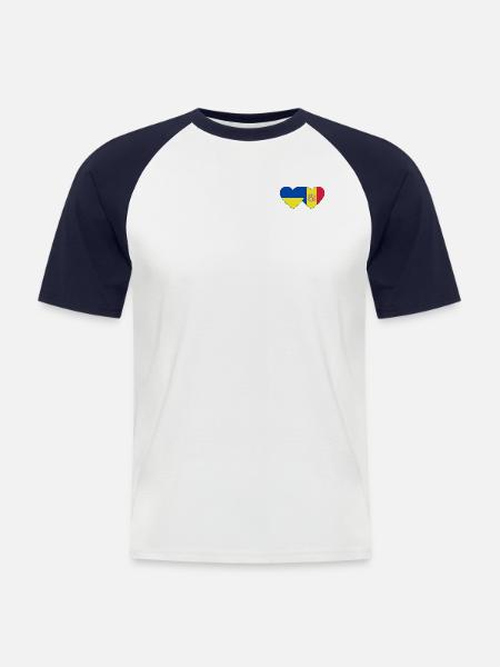 Ukraine Andorra Flag Heart - Men's Baseball T-Shirt - white/navy