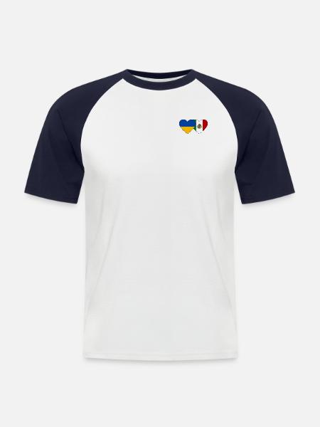 Ukraine Mexico Flag Heart - Men's Baseball T-Shirt - white/navy