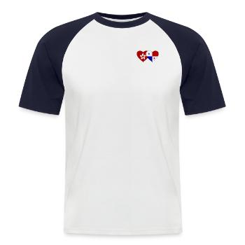 Hong Kong Panama Flagge - Männer Baseball-T-Shirt - Weiß/Navy - Vorne - Nik (191cm)