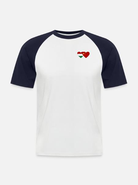 Hungary China Heart Flag - Men's Baseball T-Shirt - white/navy