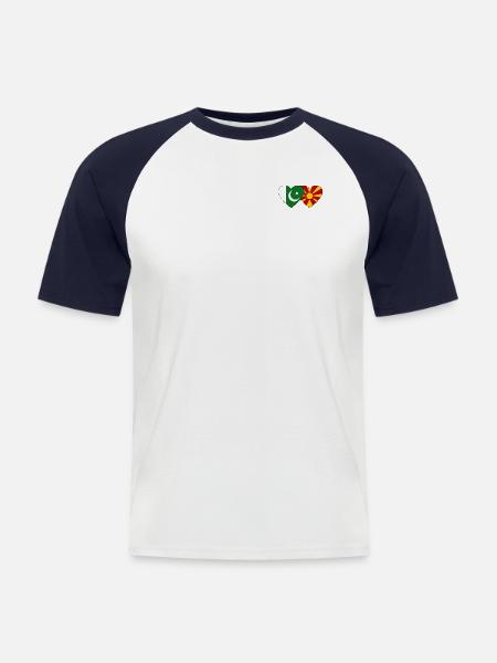 Pakistan Macedonia Flag Heart - Men's Baseball T-Shirt - white/navy