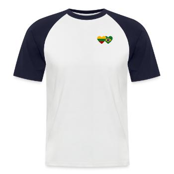 Lithuania Brazil Flag Heart - Men's Baseball T-Shirt - white/navy - Front - Nik (191cm)