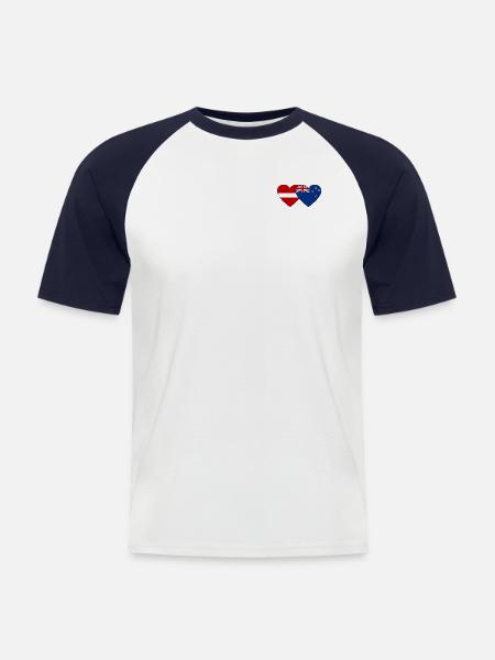 Lettonie Drapeau néo-zélandais - T-shirt baseball manches courtes Homme - blanc/marine