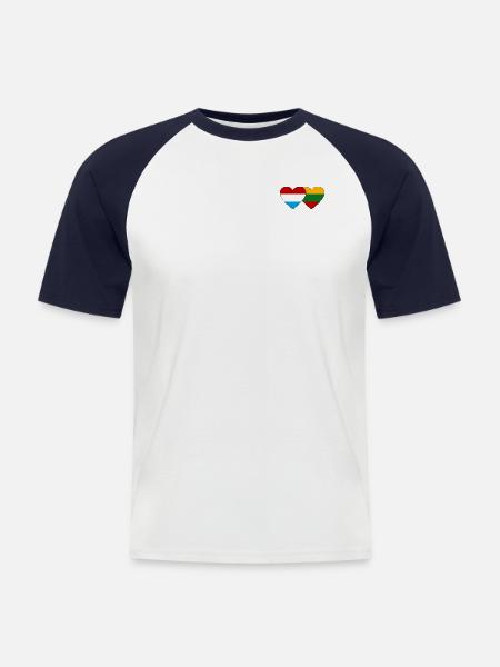 Luxembourg Lithuania Flag Heart - Men's Baseball T-Shirt - white/navy