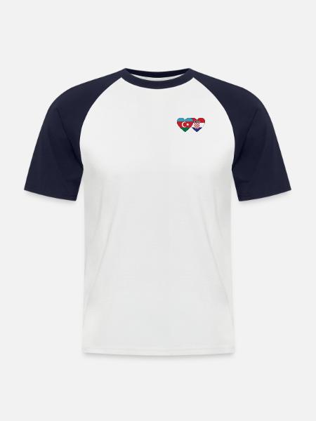 Azerbaijan Croatia Flag Heart - Men's Baseball T-Shirt - white/navy