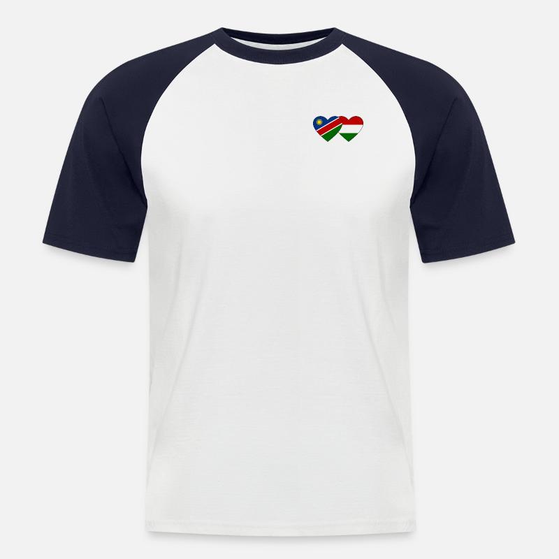 Namibia Ungarn Flagge Herz - Männer Baseball-T-Shirt - Weiß/Navy