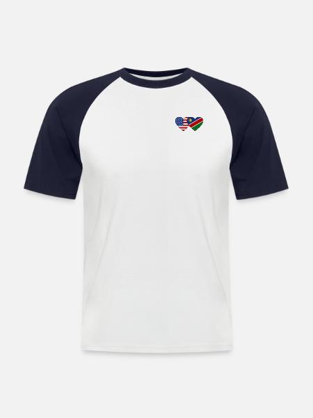 USA Namibia Flag Heart - Men's Baseball T-Shirt - white/navy