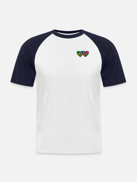 Brazil Namibia Flag Heart - Men's Baseball T-Shirt - white/navy