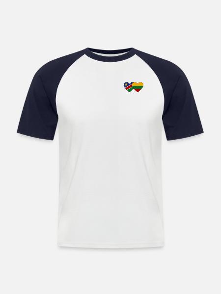 Namibia Lithuania Flag Heart - Men's Baseball T-Shirt - white/navy