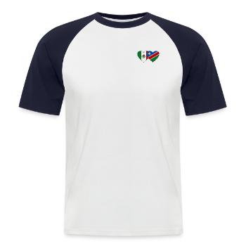 Mexico Namibia Flag Heart - Men's Baseball T-Shirt - white/navy - Front - Nik (191cm)