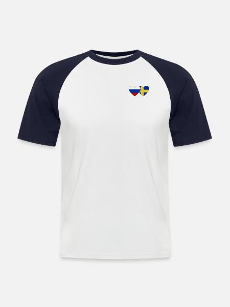 Drapeau de la Suède Russie - T-shirt baseball manches courtes Homme - blanc/marine