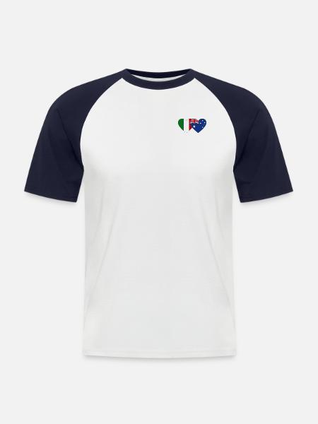 Italy Australia Flag Heart - Men's Baseball T-Shirt - white/navy