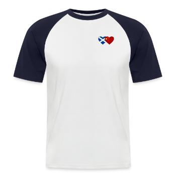 Scotland China Flag Heart - Men's Baseball T-Shirt - white/navy - Front - Nik (191cm)