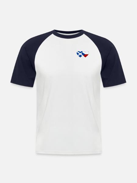 Scotland Czech Republic Flag Heart - Men's Baseball T-Shirt - white/navy