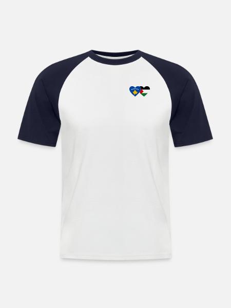 Kosovo Palestine Flag Heart - Men's Baseball T-Shirt - white/navy
