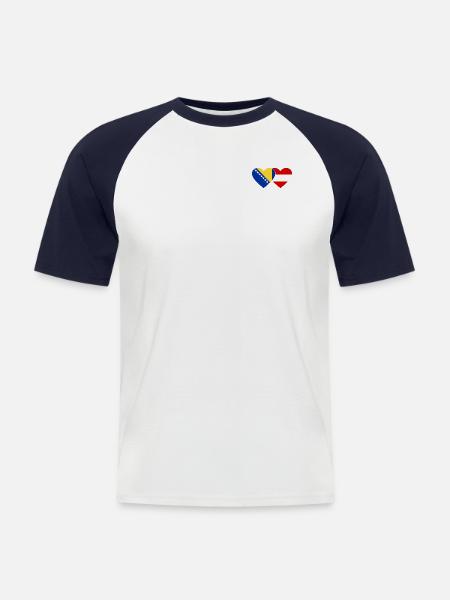 Bosnia Austria Flag Heart - Men's Baseball T-Shirt - white/navy