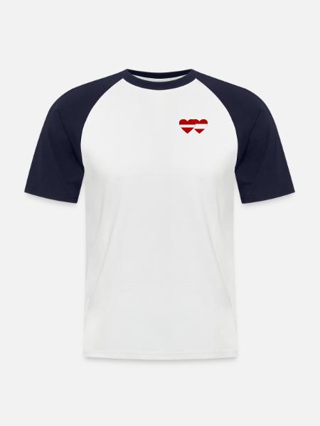 Letland Østrig Flag Heart - Kortærmet herre-baseballshirt - hvid/marineblå