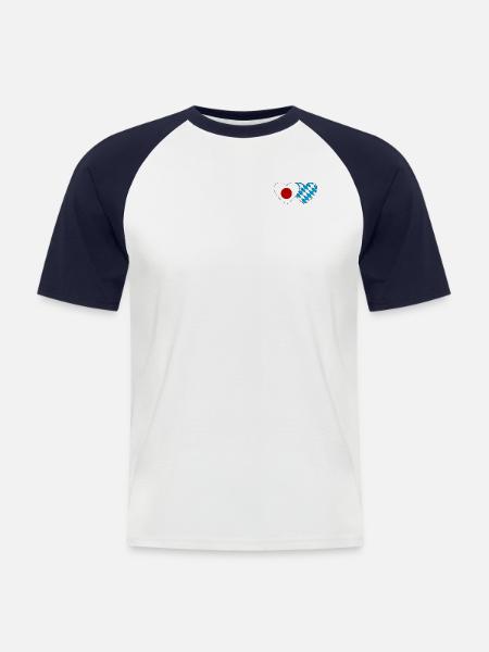 Japan Bayern Flagge Herz - Männer Baseball-T-Shirt - Weiß/Navy