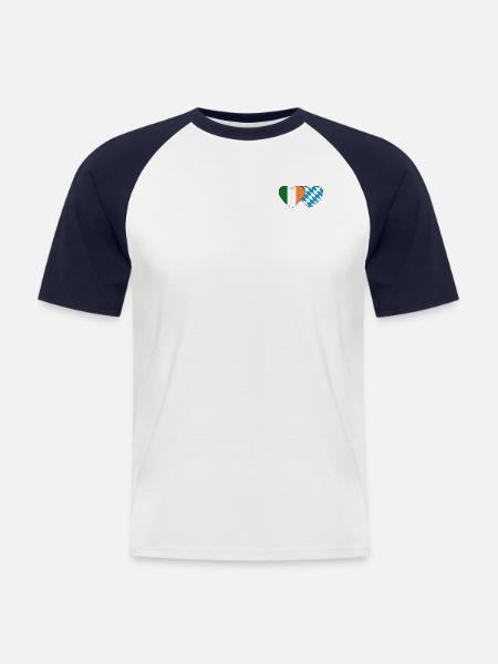 Ireland Bavaria Flag Heart - Men's Baseball T-Shirt - white/navy