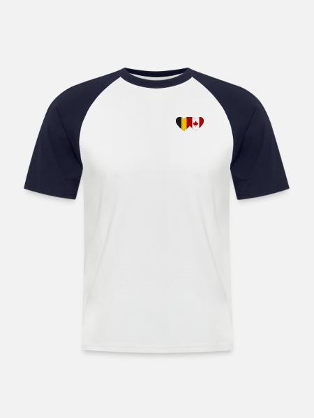 Belgium Canada Flag Heart - Men's Baseball T-Shirt - white/navy