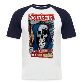 The sound of Samhain - T-shirt baseball manches courtes Homme - blanc/marine - Devant - Nik (191cm)