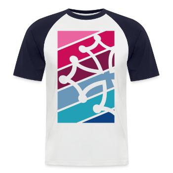 Croix Occitane multicolore - T-shirt baseball manches courtes Homme - blanc/marine - Devant - Nik (191cm)