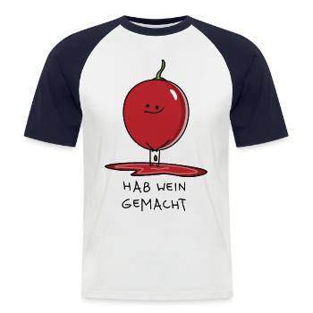 Wein Wortspiel - Männer Baseball-T-Shirt - Weiß/Navy - Vorne - Nik (191cm)