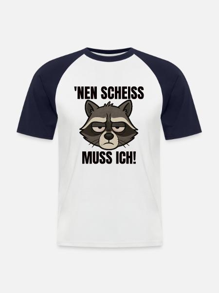 Raccoon I have to shit cheeky saying - Men's Baseball T-Shirt - white/navy