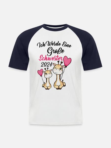 Große Schwester 2024 - Männer Baseball-T-Shirt - Weiß/Navy