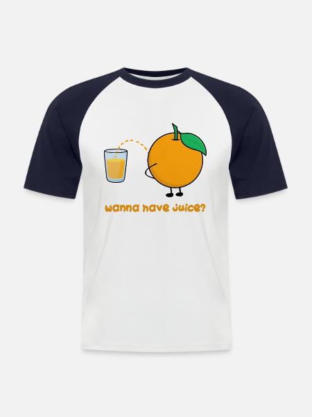 Orange Juice Funny - Men's Baseball T-Shirt - white/navy