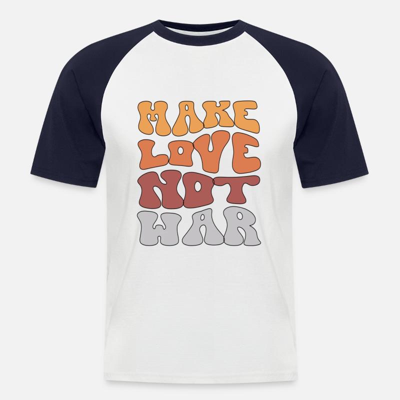 Mach Liebe, nicht Krieg - Männer Baseball-T-Shirt - Weiß/Navy