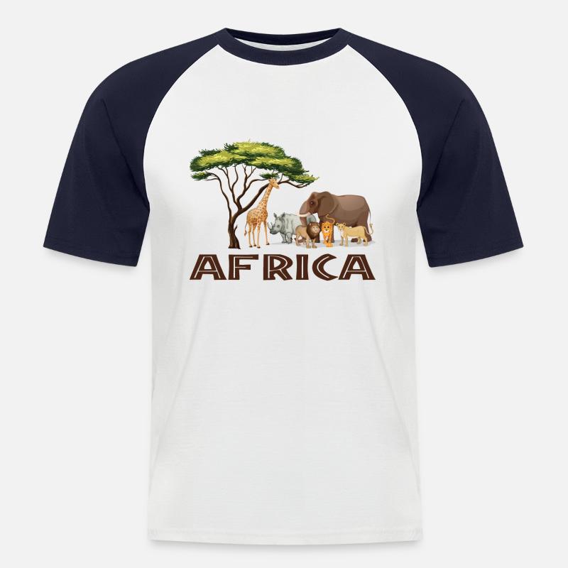 Afrika Grafik - Männer Baseball-T-Shirt - Weiß/Navy