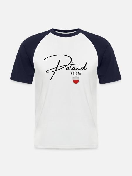 Flagge Polens, Polnischer Stolz - Männer Baseball-T-Shirt - Weiß/Navy