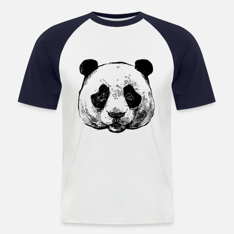 Panda - Männer Baseball-T-Shirt - Weiß/Navy