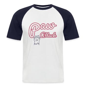 paw attack - Männer Baseball-T-Shirt - Weiß/Navy - Vorne - Nik (191cm)