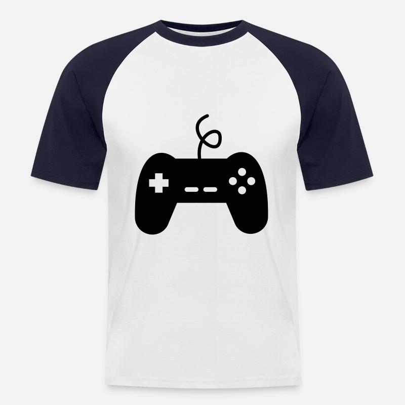 Geek Gamer Videospiel-Konsolen-Controller - Männer Baseball-T-Shirt - Weiß/Navy