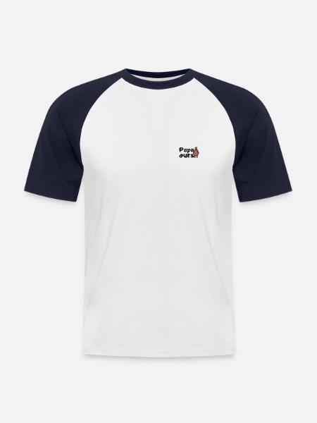 Papa ours - T-shirt baseball manches courtes Homme - blanc/marine