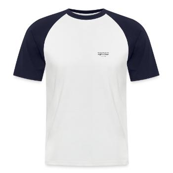 Bien plus petite que mon compte en banque - T-shirt baseball manches courtes Homme - blanc/marine - Devant - Nik (191cm)