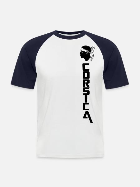 Korsika - Männer Baseball-T-Shirt - Weiß/Navy