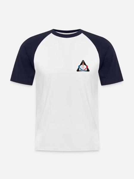 NASA Chest Logo med Måne og Raket - Kortærmet herre-baseballshirt - hvid/marineblå