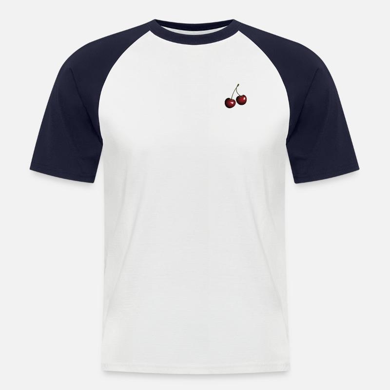 cherries Kirschen Geschenkidee - Männer Baseball-T-Shirt - Weiß/Navy