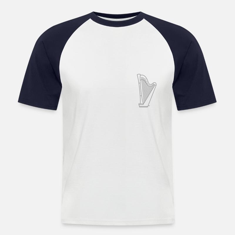 Minimalistische Harfe / Harfe - Männer Baseball-T-Shirt - Weiß/Navy