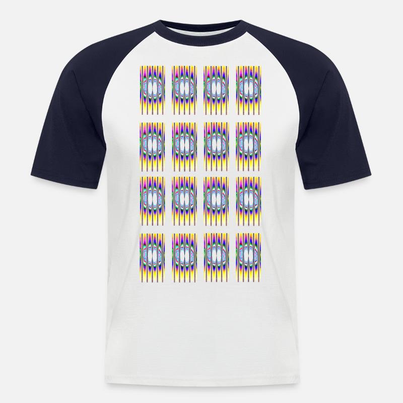 Hypnotisches Design Typ-1 - Männer Baseball-T-Shirt - Weiß/Navy