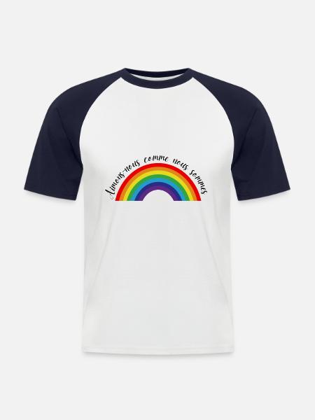 Aimons-nous comme nous sommes - T-shirt baseball manches courtes Homme - blanc/marine
