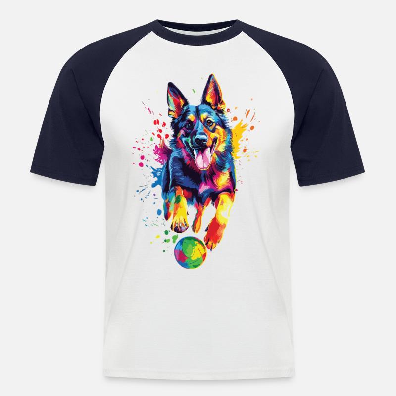 Deutscher Schäferhund - Männer Baseball-T-Shirt - Weiß/Navy