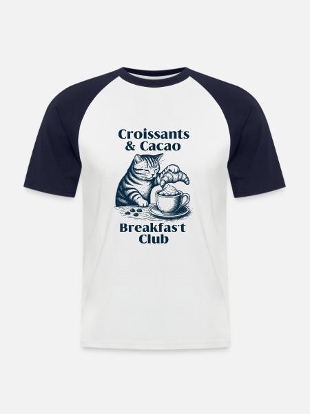 Espresso Breakfast Club and Croissants - Men's Baseball T-Shirt - white/navy