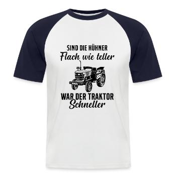 Traktorin traktori sanoo maatila maanviljelijä maanviljelijä - Miesten lyhythihainen baseballpaita - valkoinen/laivasto - edestä - Nik (191cm)